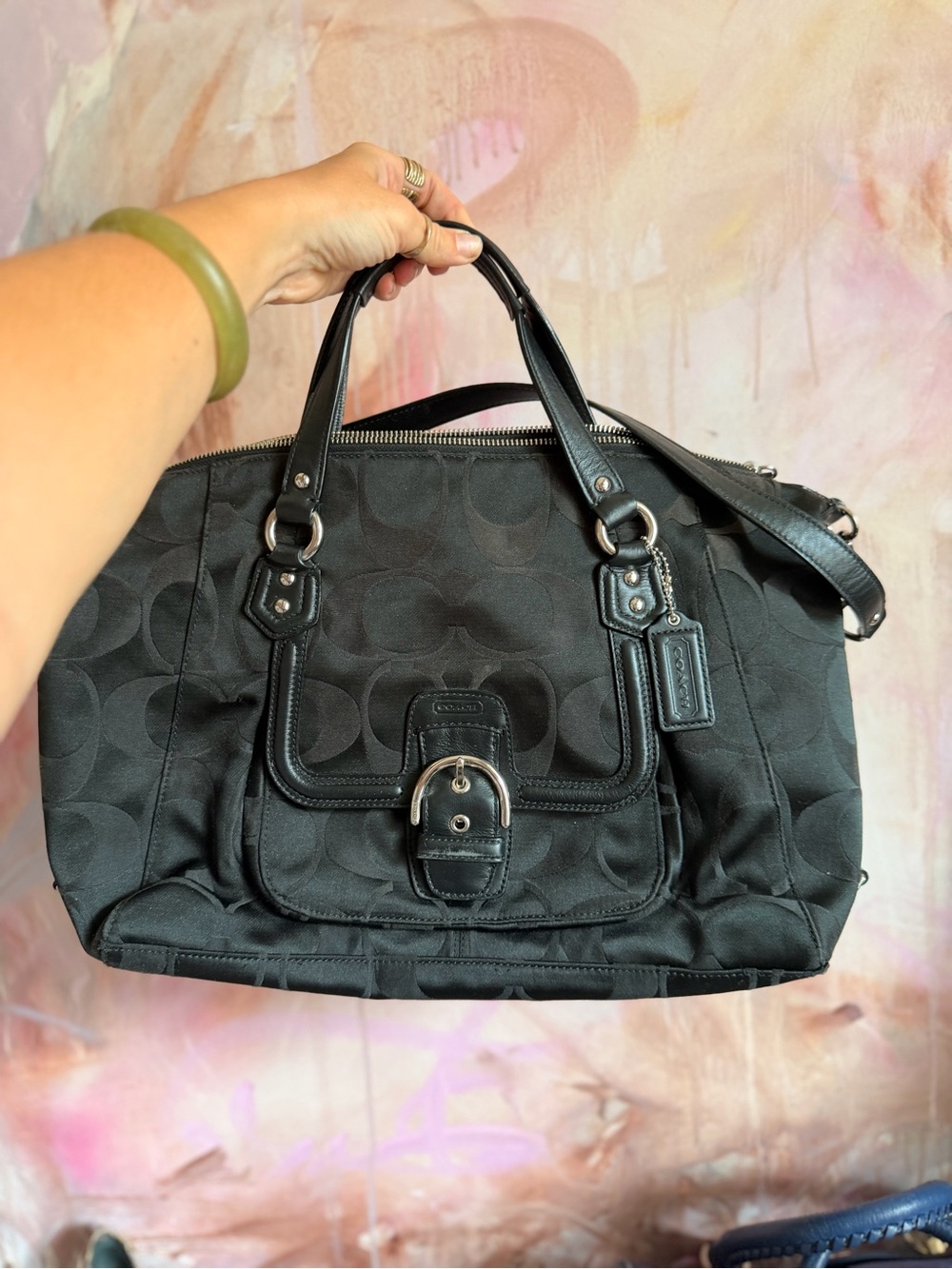 Coach Black Signature Canvas Satchel
